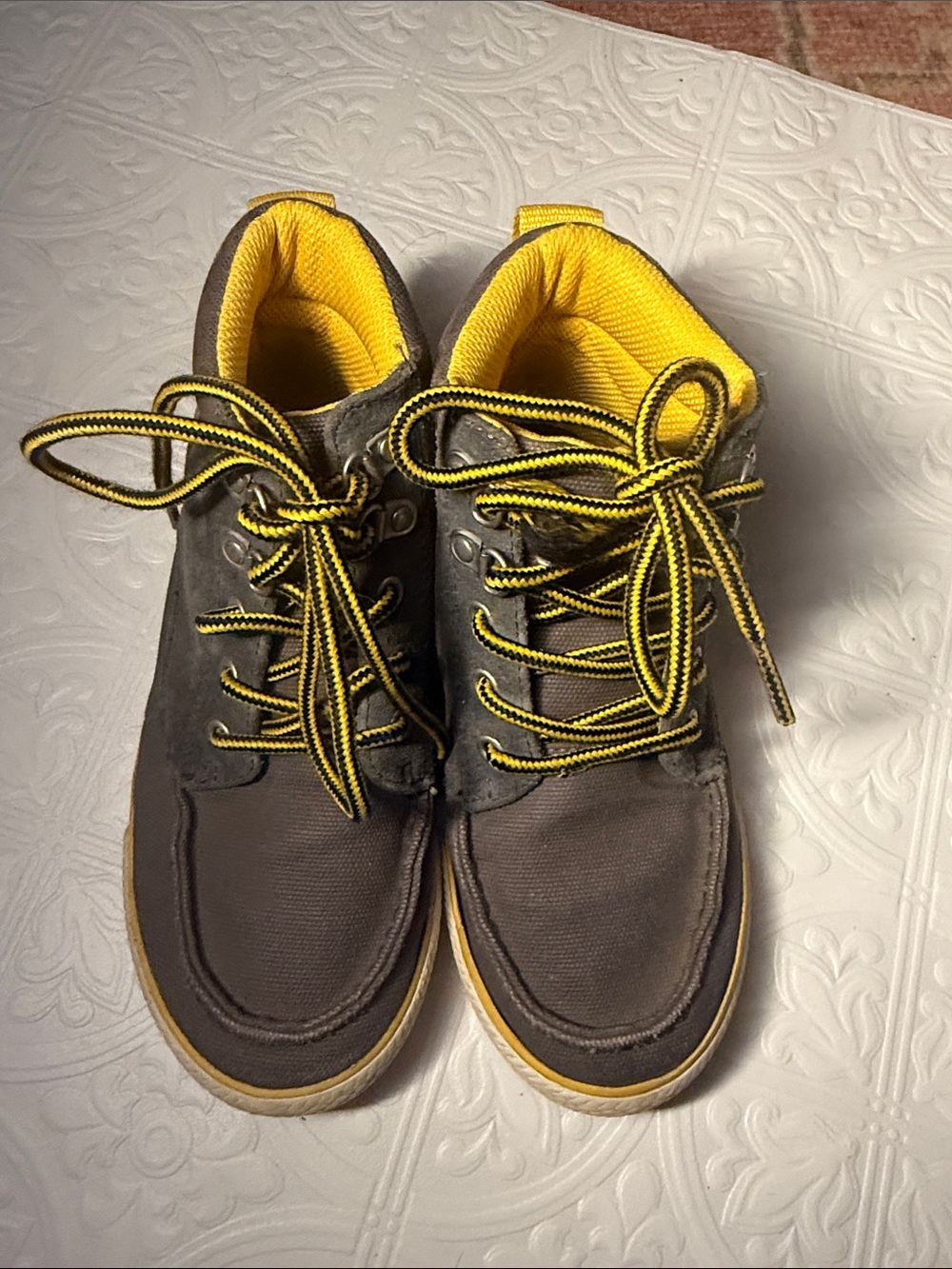 Hanna Andersson Kids Gray Boots with Yellow Trim
